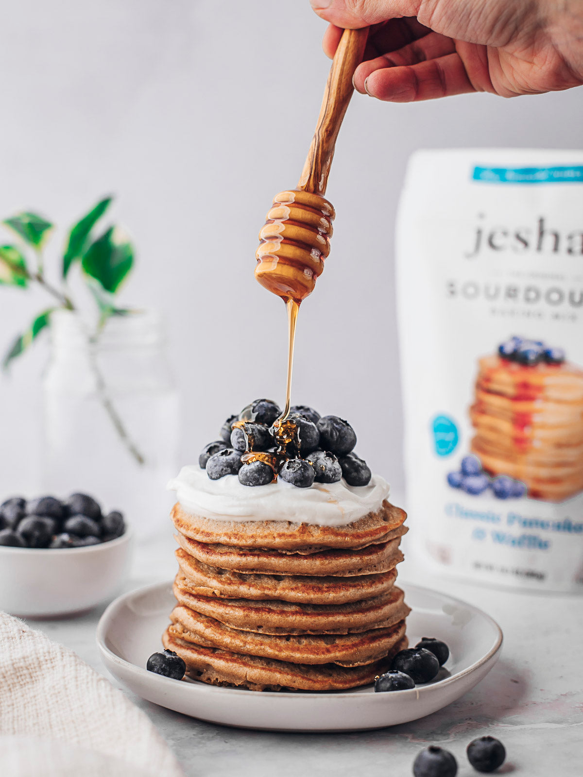 sourdough blueberry pancakes